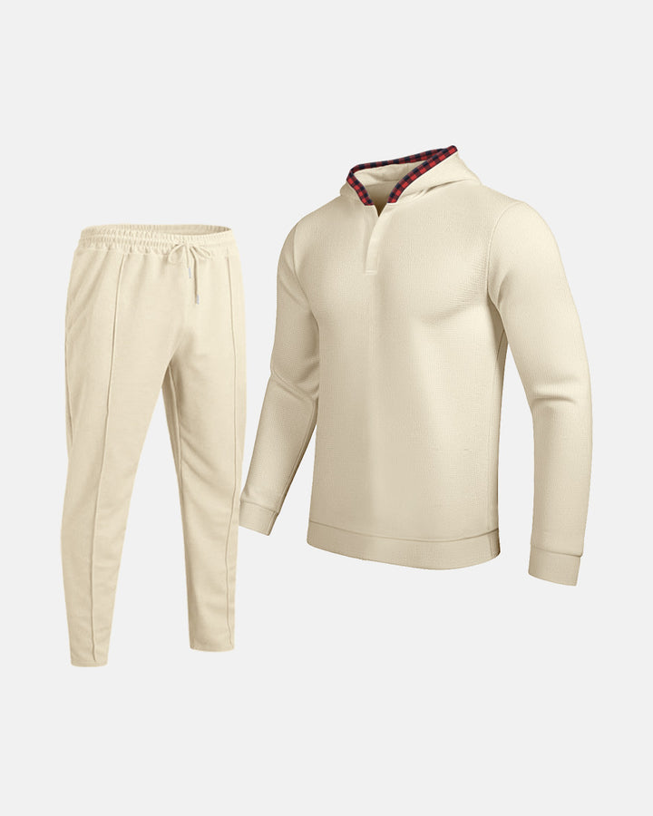 Herren Sportlicher Hoodie mit Karodetails und passtgenauen Jogginghose Drune