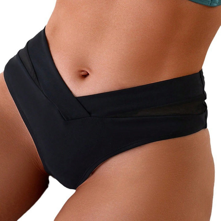 Damen Hochgeschnittenes Bikiniunterteil mit dekorativem Spitzeneinsatz Drune