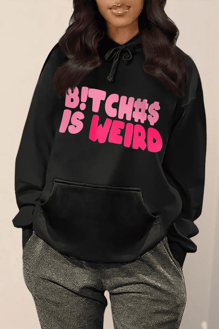 Damen Kapuzenpullover mit auffälligem Schriftzug Drune