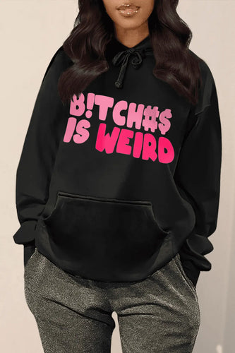 Damen Kapuzenpullover mit auffälligem Schriftzug Drune