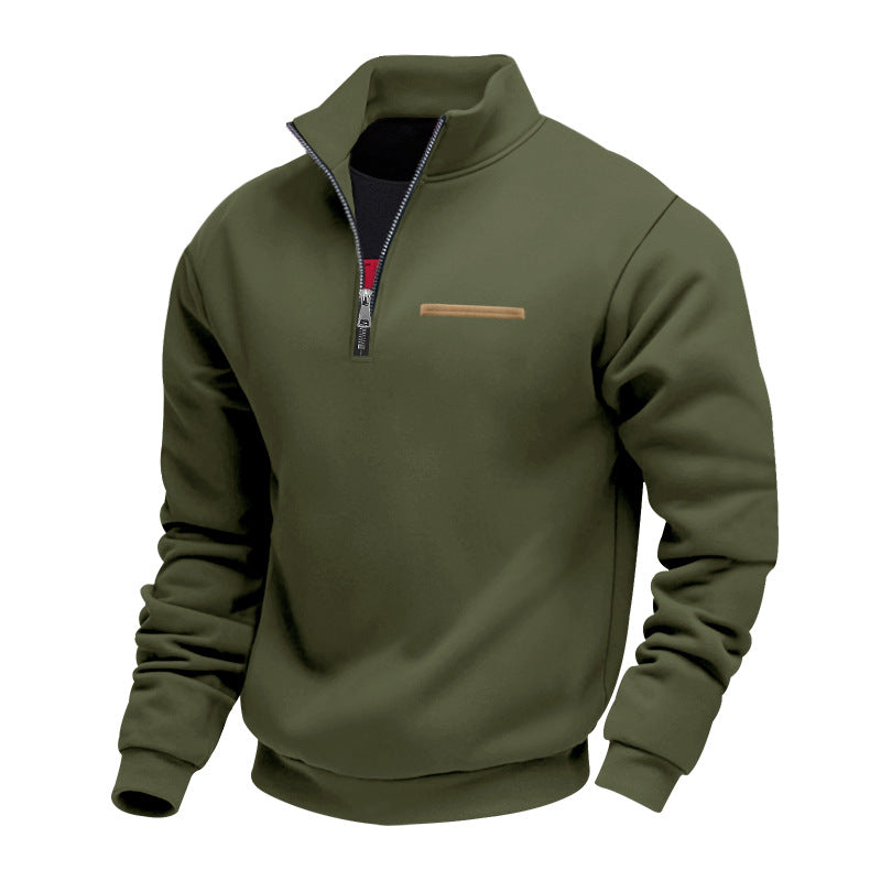 Herren nan komfortabler Halbzip Fleecepullover mit Stehkragen und elastischen Bündchen Drune