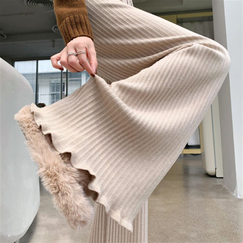 Damen Fließende Strickhose mit weichem Material und elegantem Saum Drune