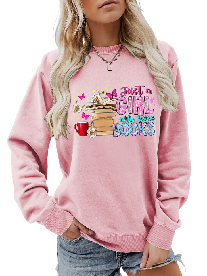 Damen Sweatshirt mit auffälligem Buchmotiv und lässiger Passform Drune