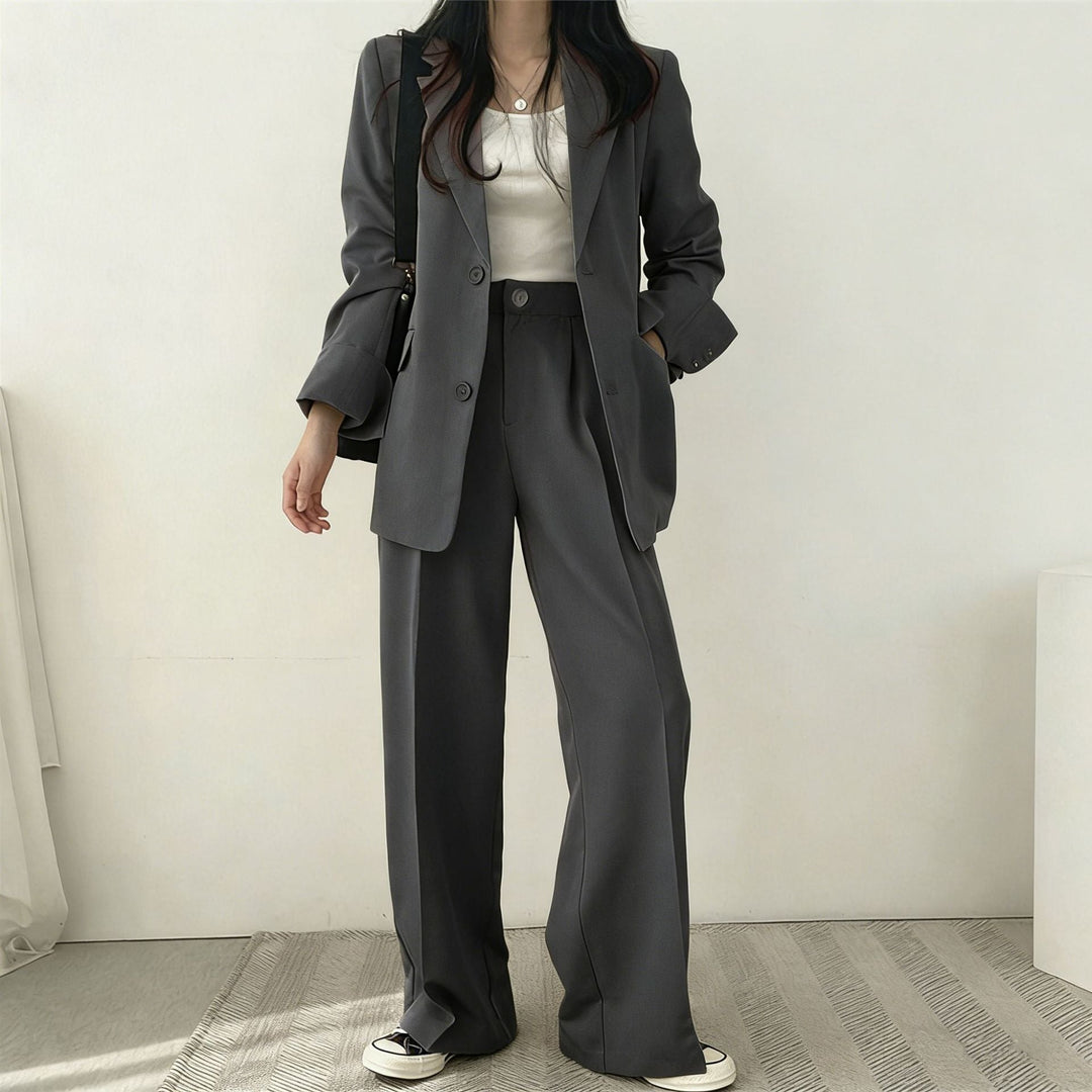 Damen elegantes Blazer-Set mit weitem Schnitt Drune