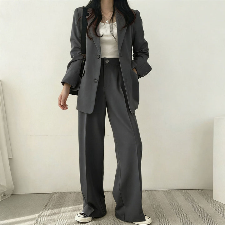 Damen elegantes Blazer-Set mit weitem Schnitt Drune