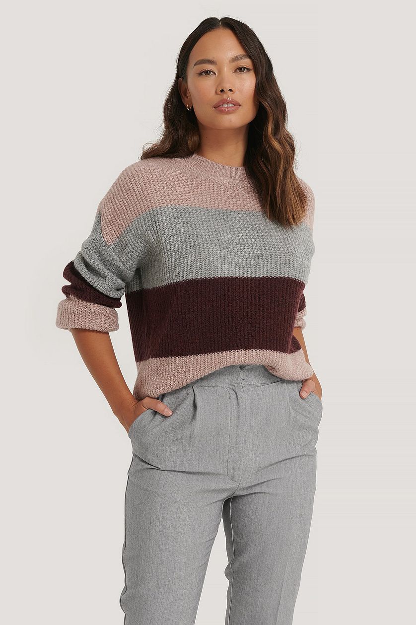 Damen modischer Pullover mit farblich abgestimmtem Blockdesign und lässigem Schnitt Drune