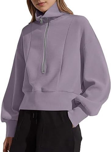 Damen sportlicher Zip-Pullover mit hohem Kragen Drune