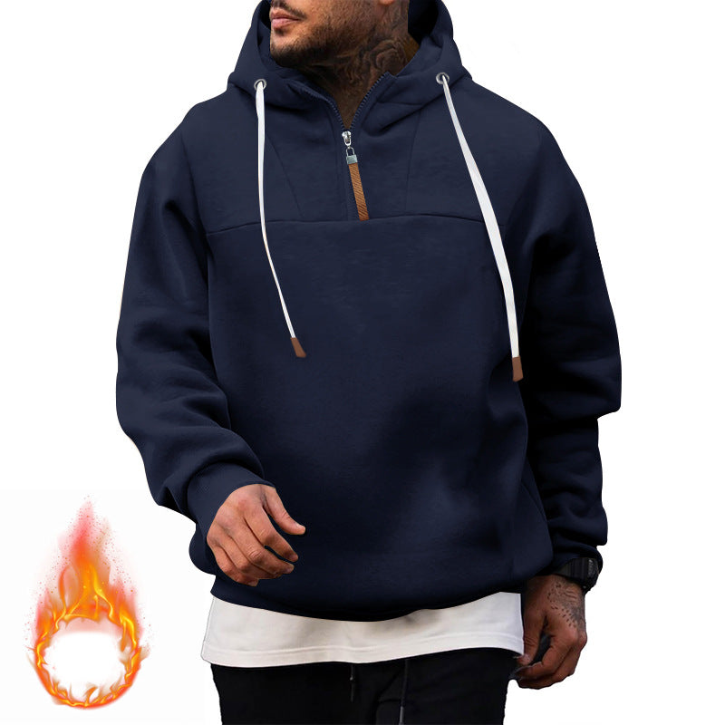 Herren Hoodie mit hohem Kragen und innovativem Reißverschluss Drune