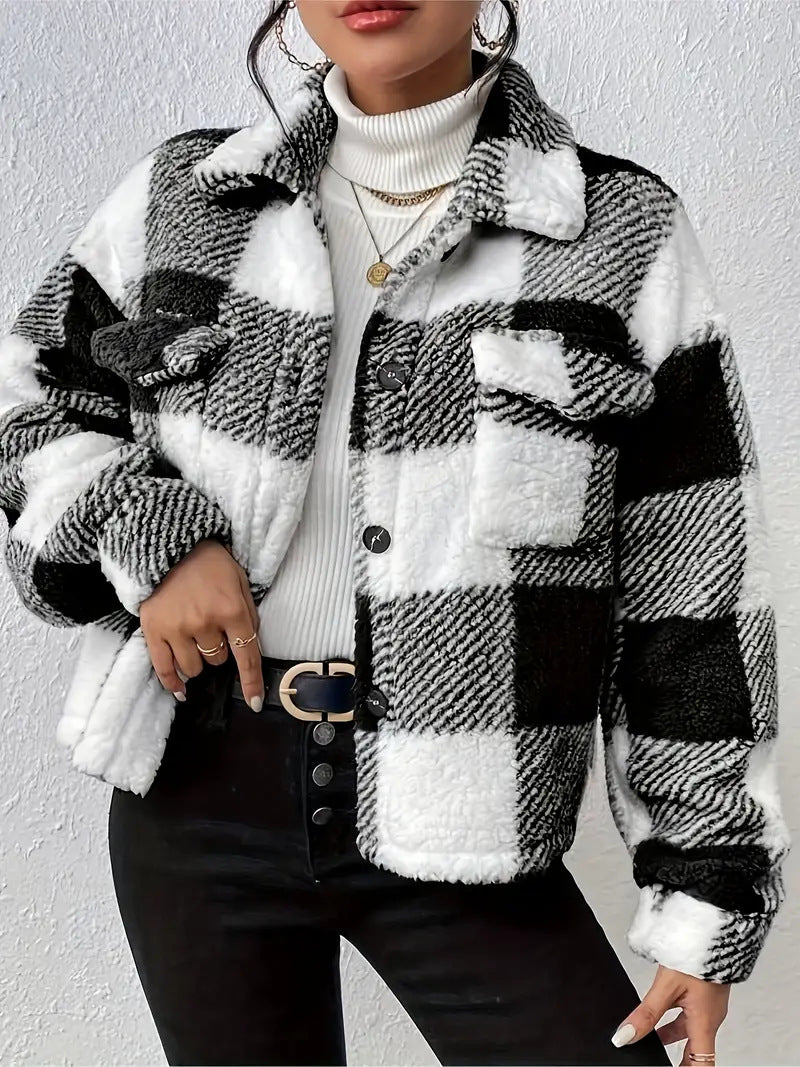 Damen Kuschelige Karojacke Drune