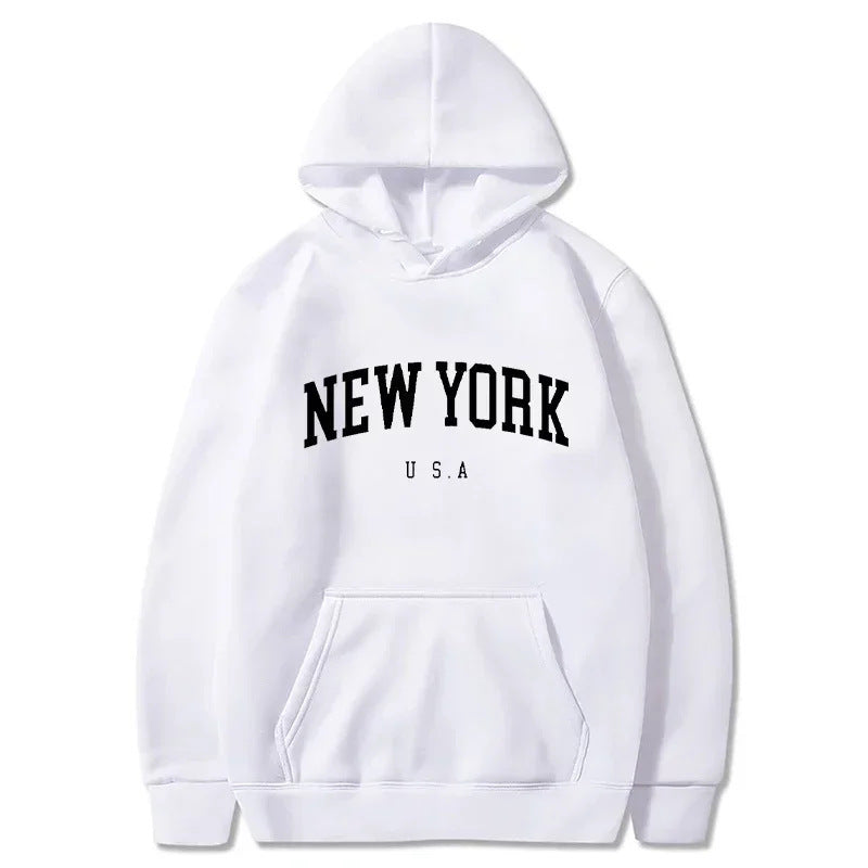 Damen Kapuzenpullover mit modischem New York Print und bequemer Passform Drune