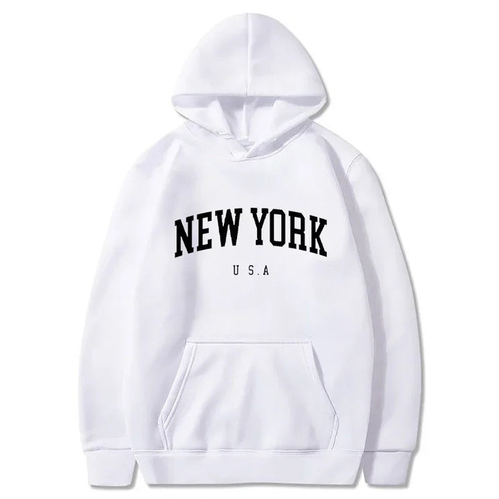 Damen Kapuzenpullover mit modischem New York Print und bequemer Passform Drune