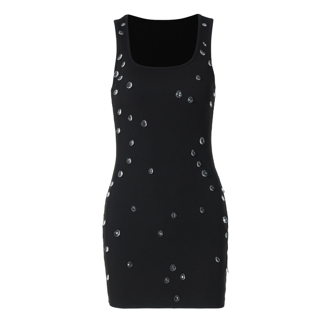 Damen Figurbetontes Minikleid mit Glitzersteinverzierungen Drune