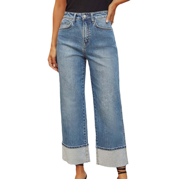 Damen Weit geschnittene Jeans mit umgeklapptem Saum Drune