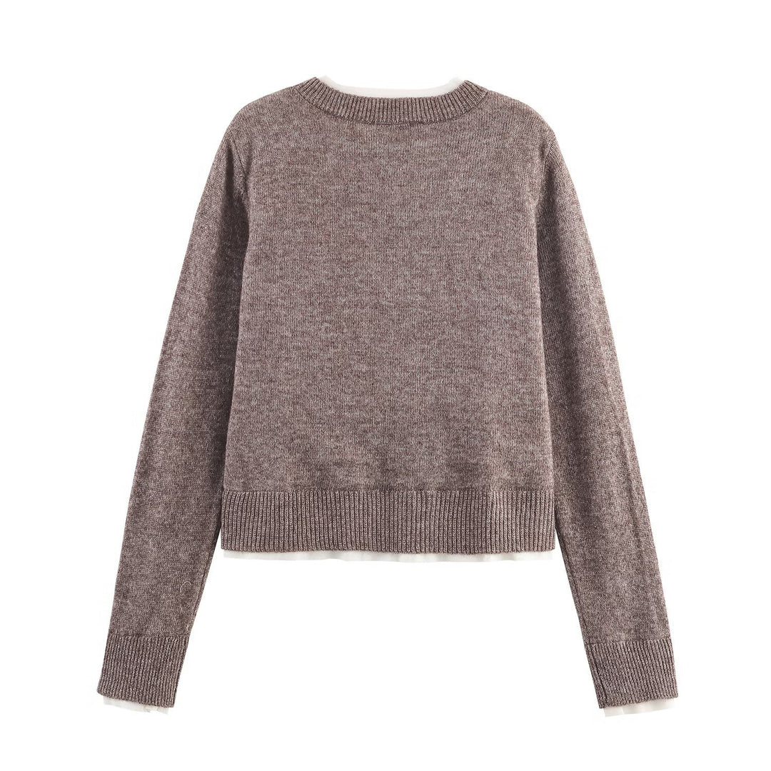 Damen modische Strickjacke mit Knopfleiste und Rundhalsausschnitt Drune