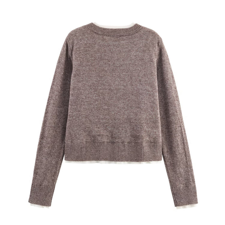 Damen modische Strickjacke mit Knopfleiste und Rundhalsausschnitt Drune