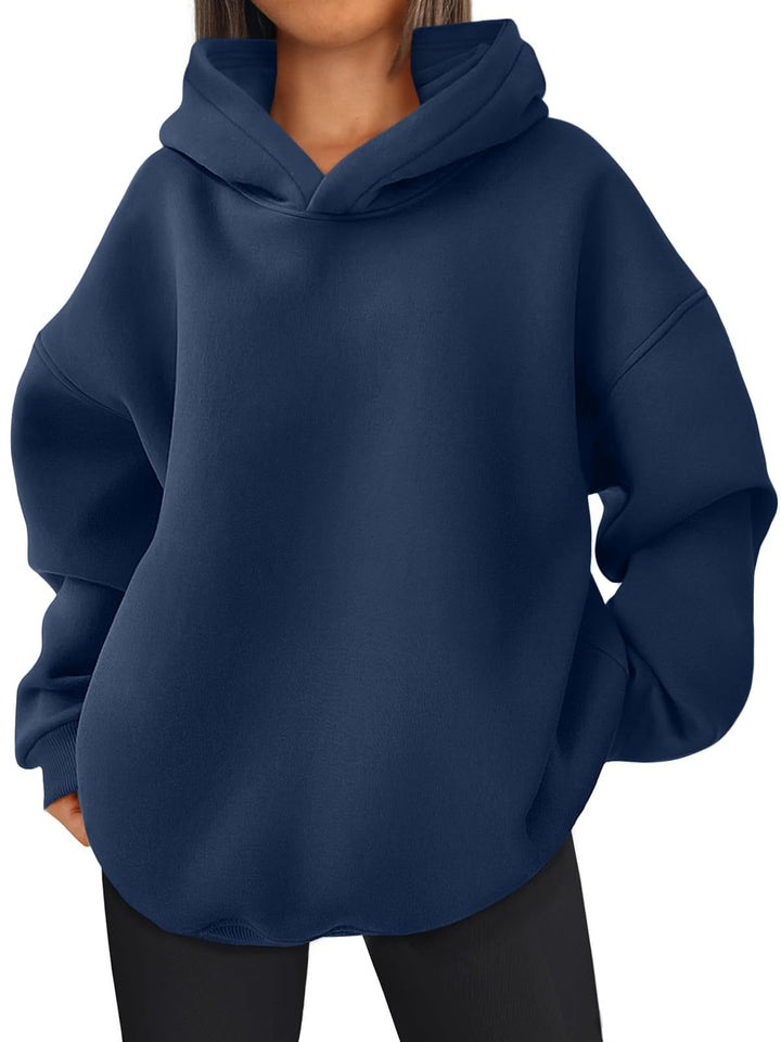 Damen nan kastiger Kapuzenpullover mit doppellagiger Kapuze, überschnittener Schulter und längerem Rückenteil Drune