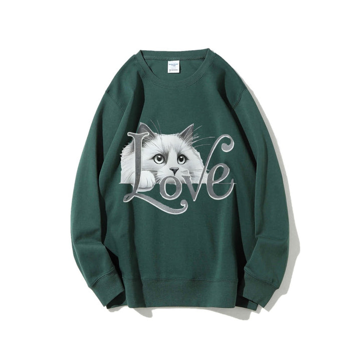Damen Sweatshirt mit verspieltem Katzenmotiv und lässigem Schnitt Drune