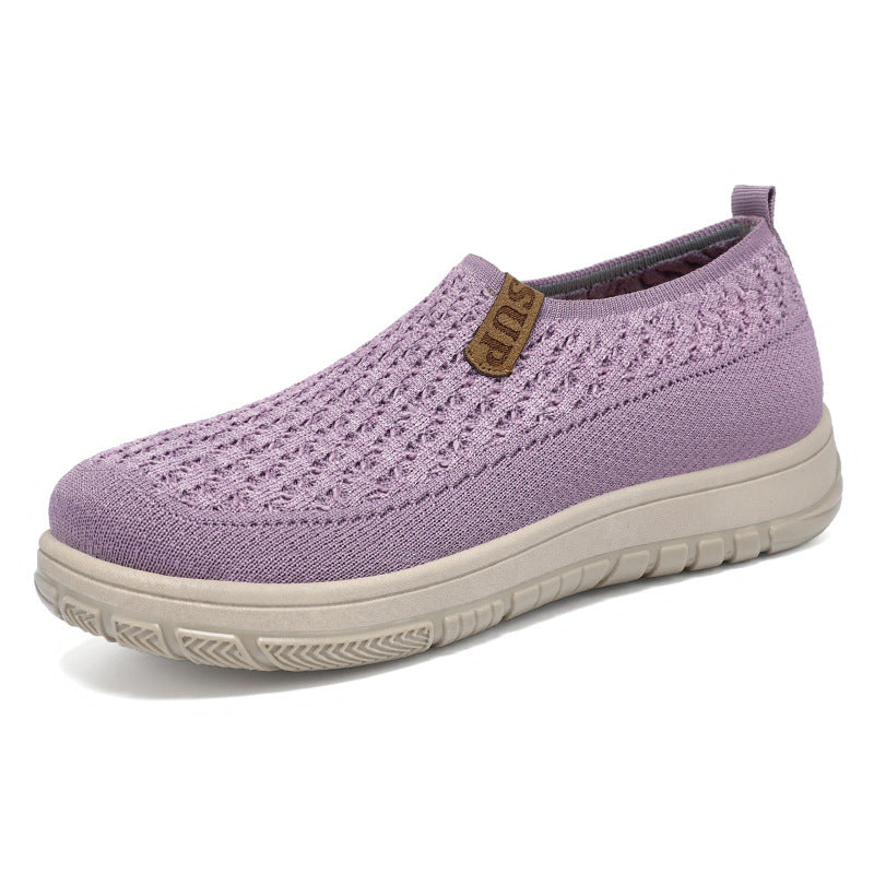 Damen nan gestrickter Komfort-Slip-On-Sneaker mit sockenähnlichem Schaft, atmungsaktiver 3D-Struktur und dämpfender EVA-Sohle Drune