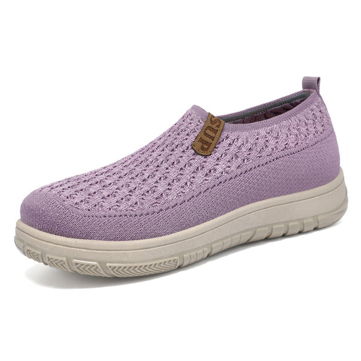 Damen nan gestrickter Komfort-Slip-On-Sneaker mit sockenähnlichem Schaft, atmungsaktiver 3D-Struktur und dämpfender EVA-Sohle Drune