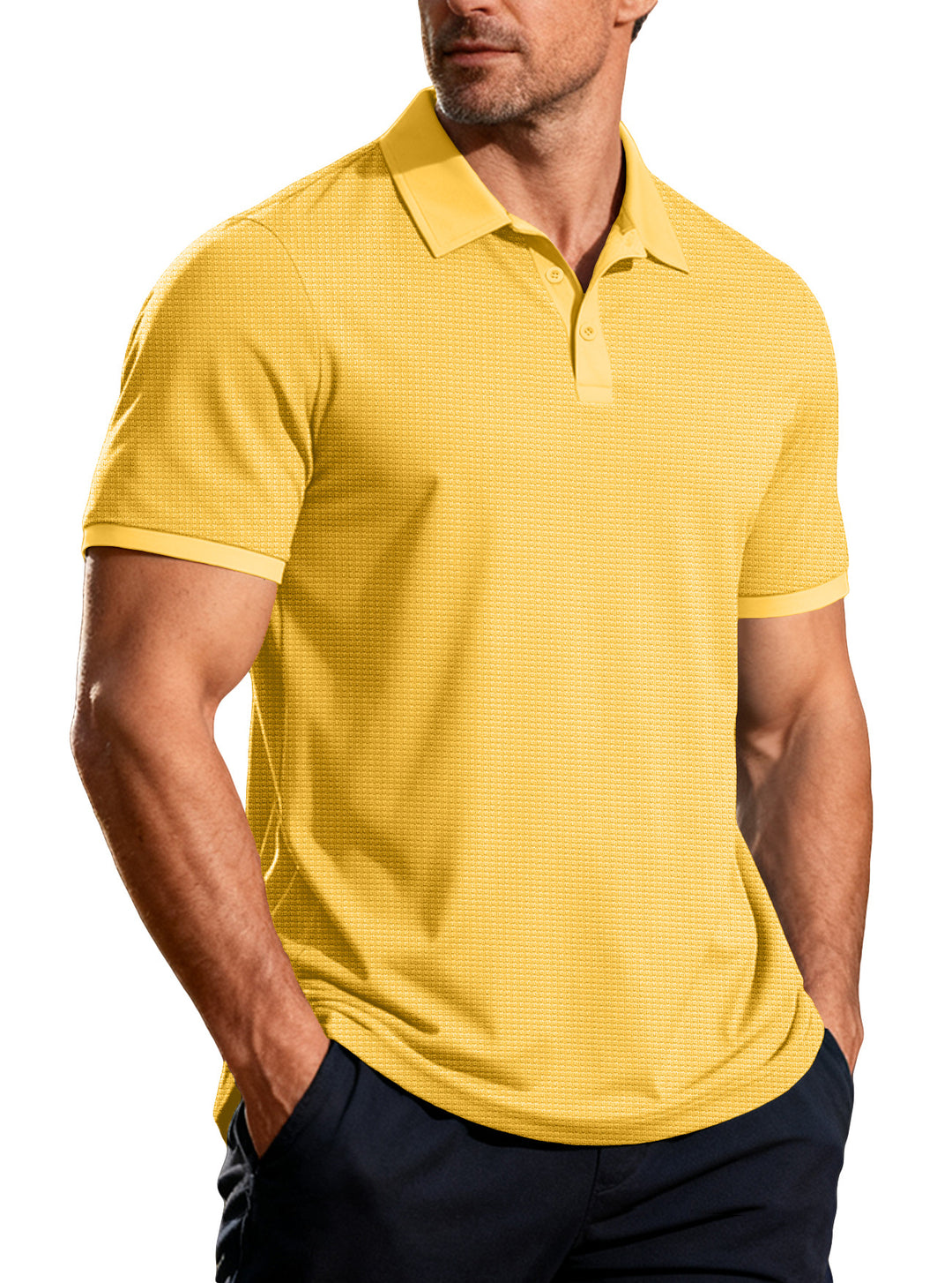 Herren nan strukturiertes Piqué-Kurzarm-Poloshirt mit Hemdkragen Drune