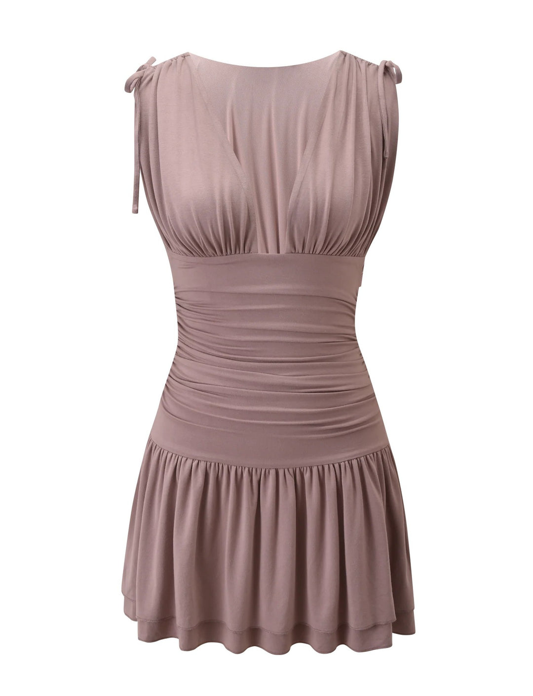 Damen Fließendes Sommerkleid mit trägerloser Raffungsoptik Drune