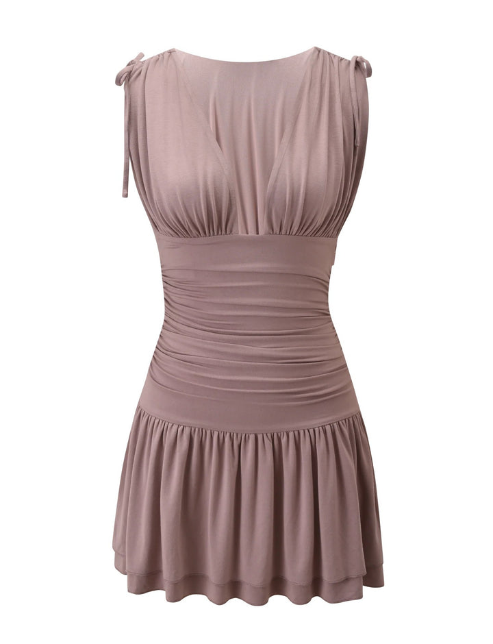 Damen Fließendes Sommerkleid mit trägerloser Raffungsoptik Drune