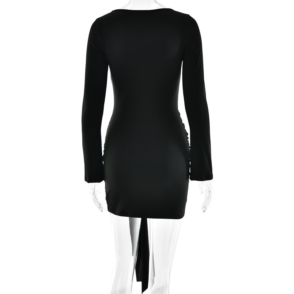 Damen Minikleid mit asymmetrischem Design und raffiniertem Taillengürtel Drune