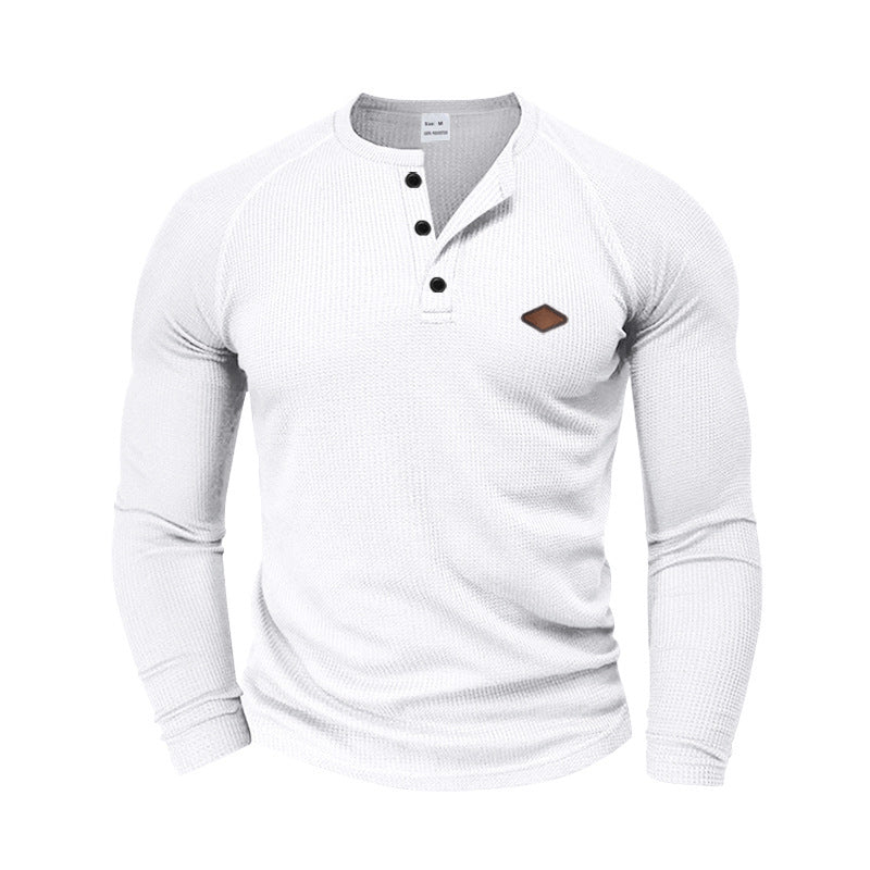 Herren Langarm Hemd mit strukturiertem Gewebe und modischen Knopfdetails Drune