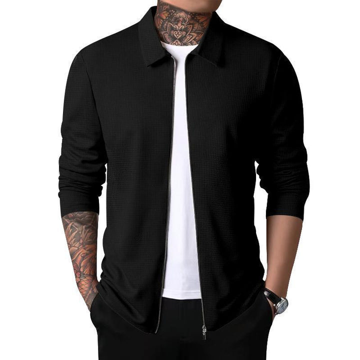 Herren leichte Strickjacke mit modernem Reißverschluss und strukturiertem Design Drune