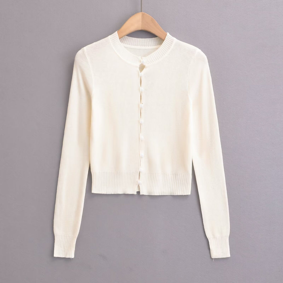 Damen Strickjacke mit modischem Rundhalsausschnitt und eleganter Knopfleiste Drune