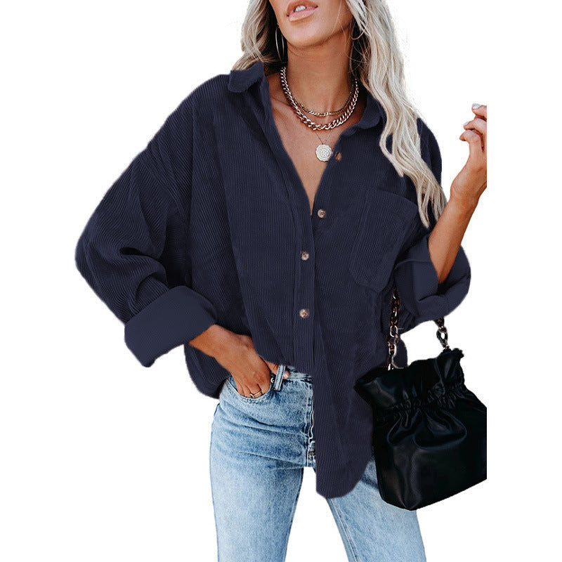 Damen lässige Cordhemdbluse Drune