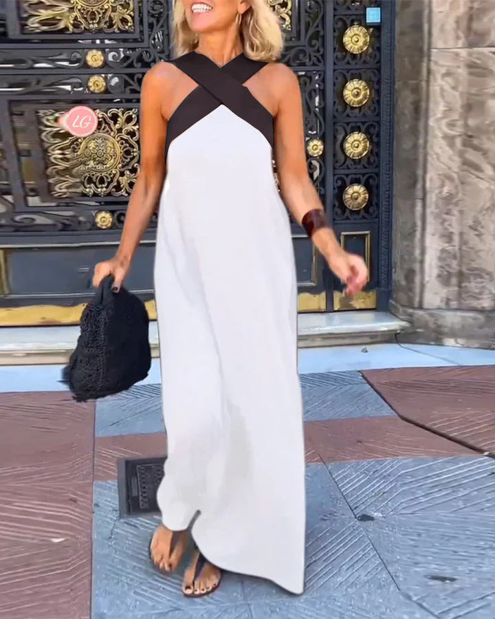 Damen Maxikleid mit modernem X-Trägerdesign Drune