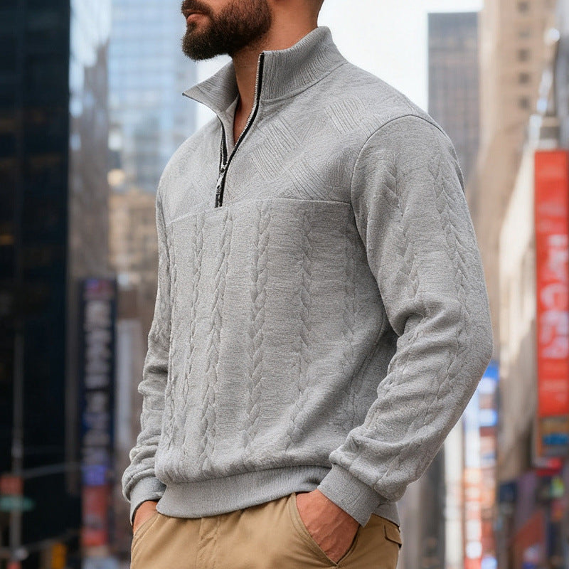 Herren Fleece-Pullover mit hohem Kragen und Reißverschluss Drune