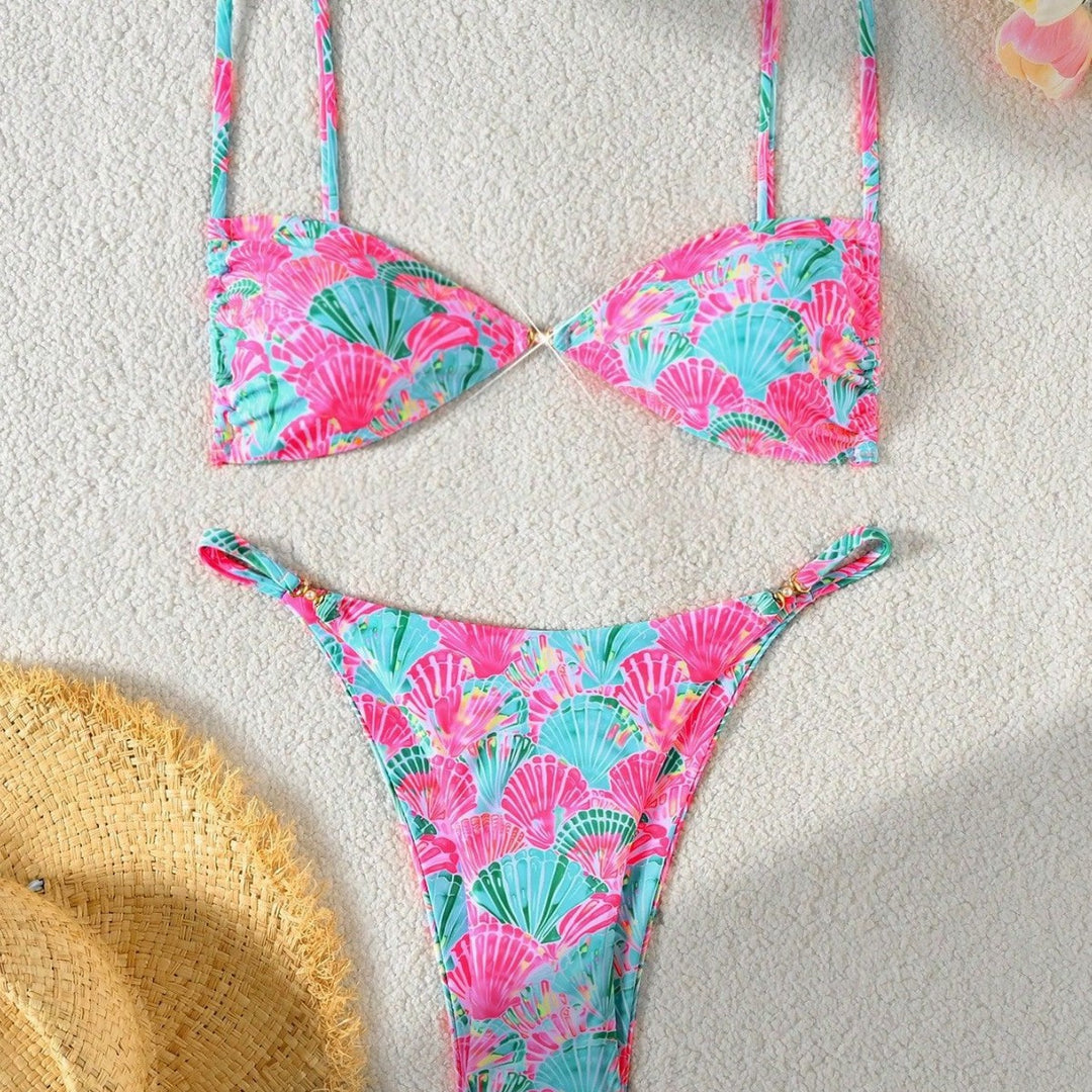 Damen Leopardenmuster Bikini-Set mit verstellbaren Trägern Drune