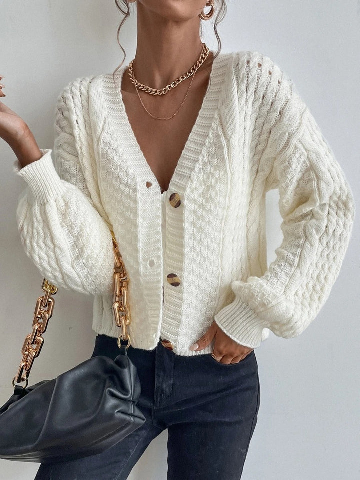 Damen verspielte Strickjacke mit Knöpfen und strukturierter Oberfläche Drune