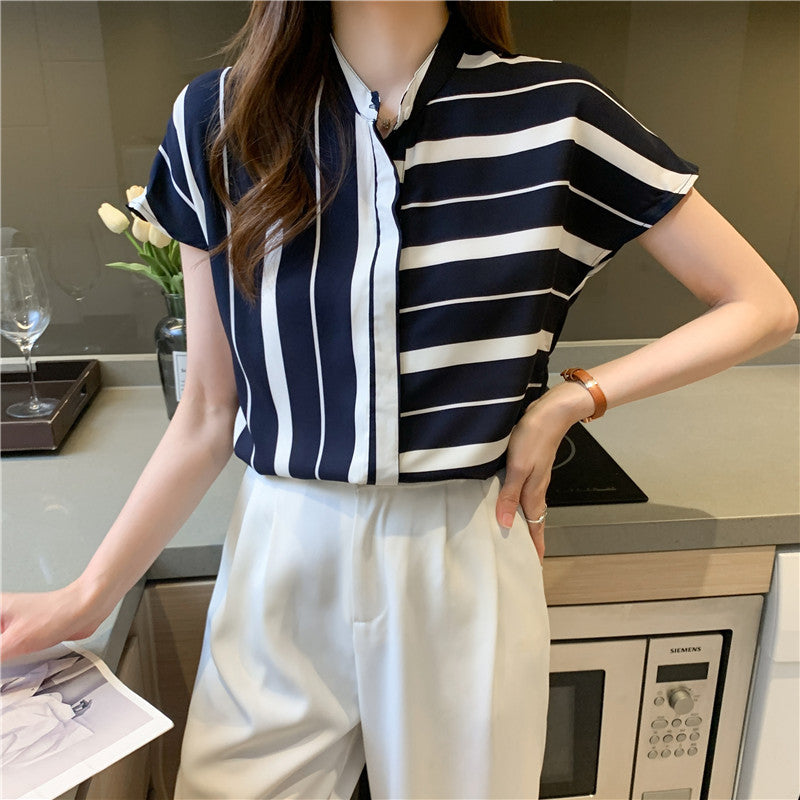 Damen Bluse mit elegantem Streifenmuster und lässigem Schnitt Drune