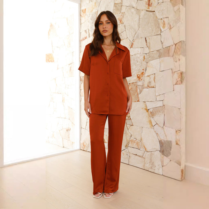 Damen Satin Pyjama Set Drune