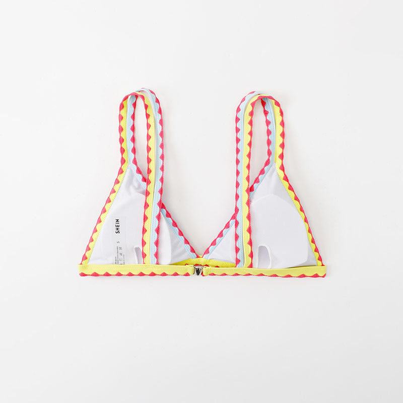 Damen Triangel-Bikini mit buntem Spitzenband Drune