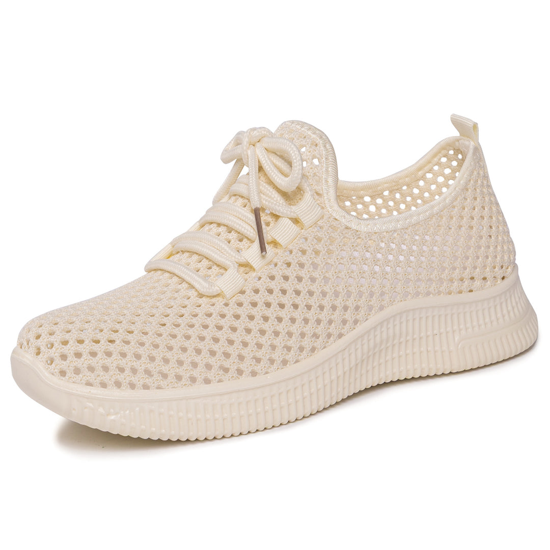 Damen nan atmungsaktiver Mesh-Slip-On Sneaker mit elastischer Schnürung und flexibler Profilsohle Drune