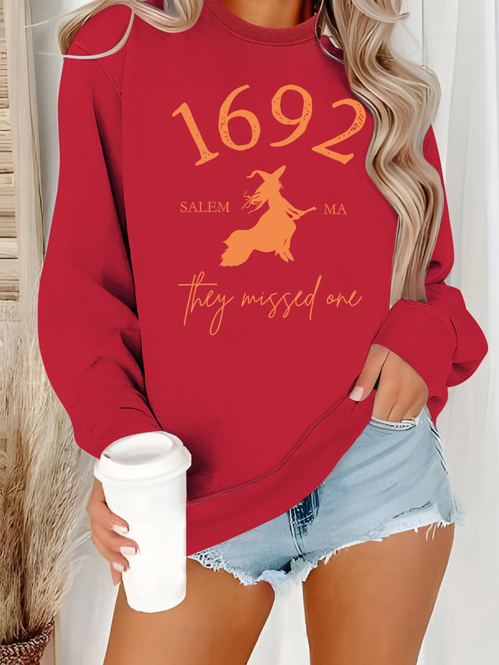 Damen Sweatshirt mit kreativem Witch-Motiv und gemütlichem Schnitt Drune