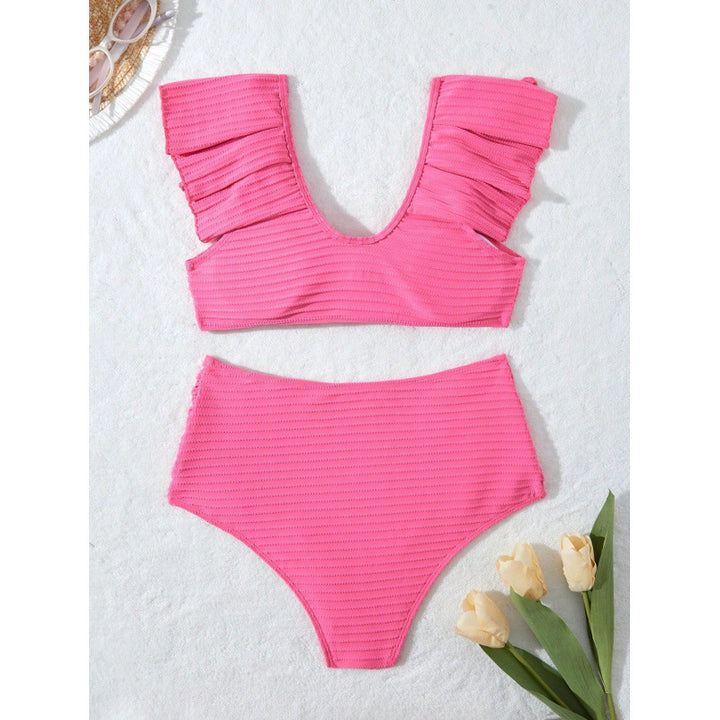 Damen Hochgeschnittener Bikini mit Rüschendetails Drune