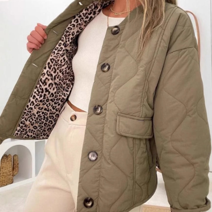 Damen gesteppte Übergangsjacke im modernen Design mit animalischem Innenfutter Drune