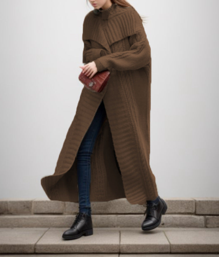 Damen Großer Strickmantel mit voluminösen Ärmeln und modernem Schnitt Drune