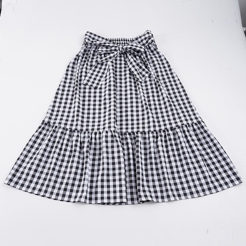 Damen Fließender Viskose-Rock mit taillierter High-Waist und Rüschensaum Drune