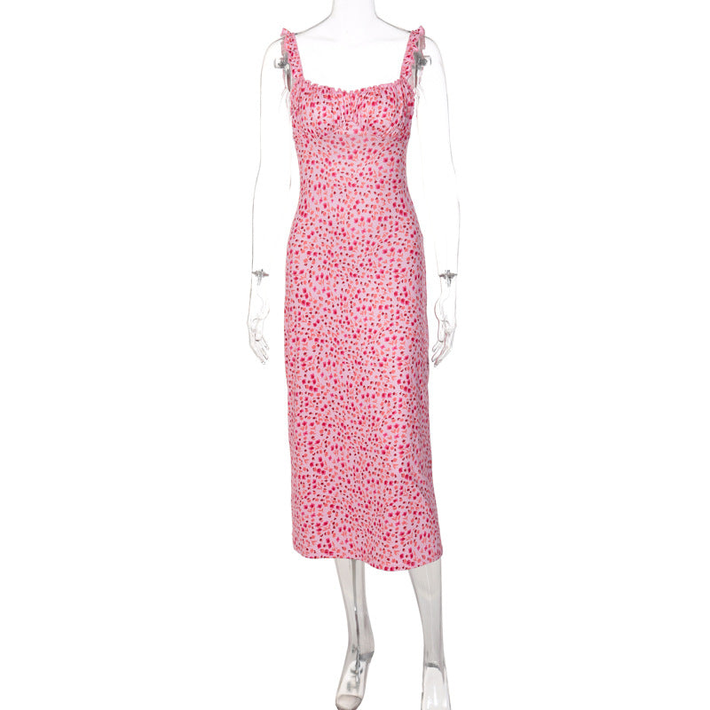 Damen Midi-Kleid mit fröhlichem Punktmuster und Raffdetails Drune