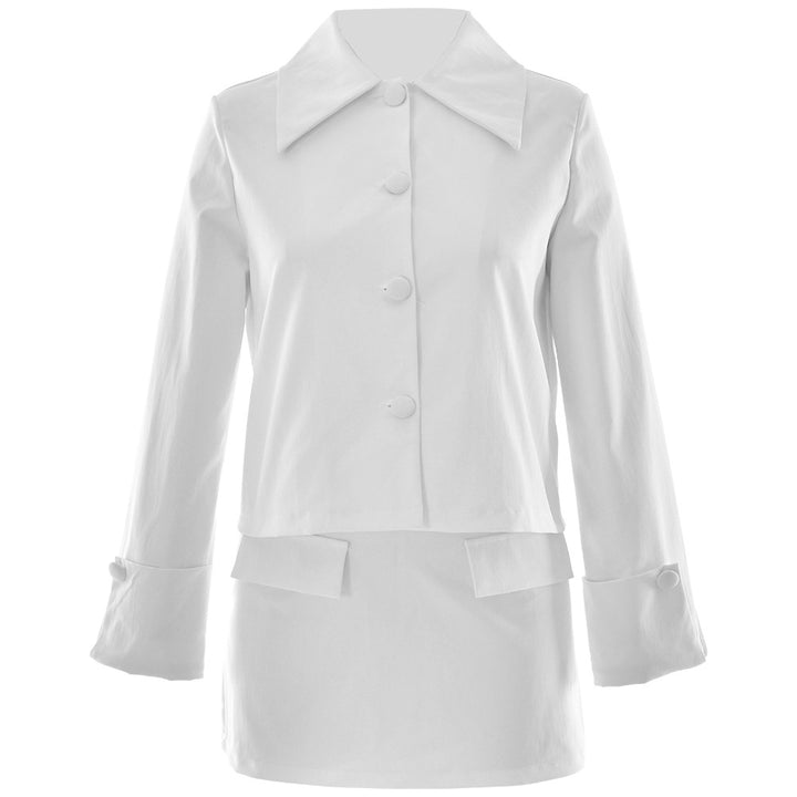 Damen Elegante Kurzjacke mit übergroßen Kragen und stilvollen Knopfdetails Drune