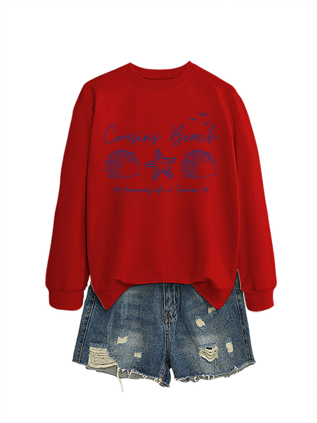 Damen Sweatshirt mit maritimem Motiv und bequemen Schnitt Drune