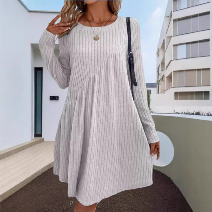 Damen lässiges Strickkleid mit long-sleeve und asymmetrischem Saum Drune