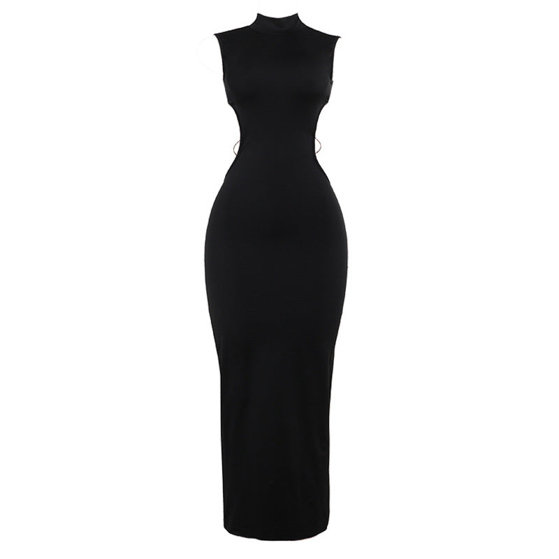 Damen Figurbetontes Maxikleid mit hohem Kragen und seitlichen Cut-Outs Drune