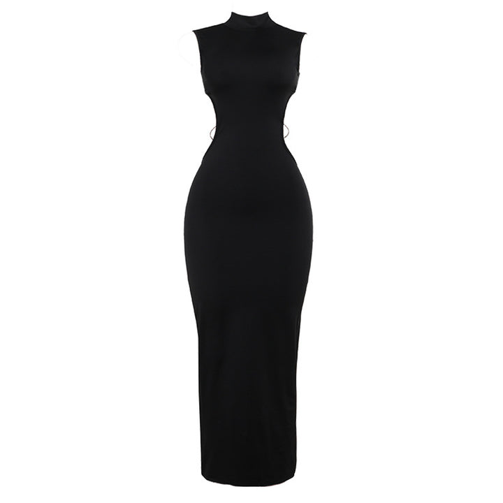 Damen Figurbetontes Maxikleid mit hohem Kragen und seitlichen Cut-Outs Drune